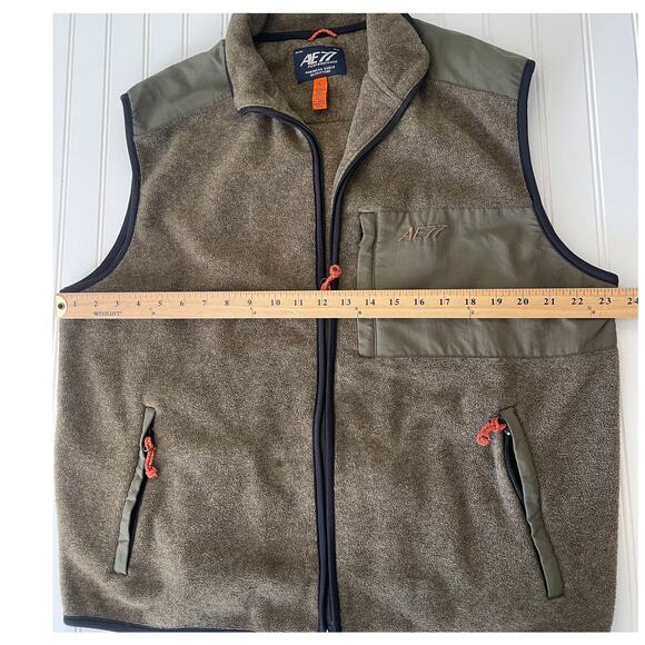 American Eagle AE 77 Performance Green Full Zip Fleece Vest Pockets Mens Large - Picture 6 of 7